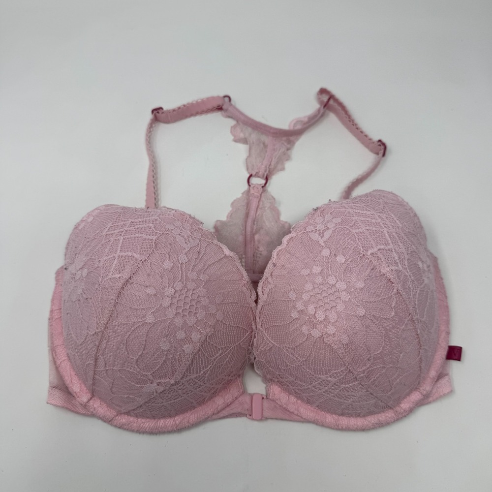 PINK Victoria's Secret Floral Lace Date Underwire Racerback Push-Up Bra 32DD